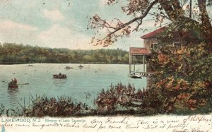 Vintage Postcard 1908 Glimpse Of Lake Carasaljo Boating Lakewood New Jersey NJ