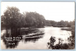 Mora Minnesota MN Postcard RPPC Photo View Of Snake River Bridge Scene 1943