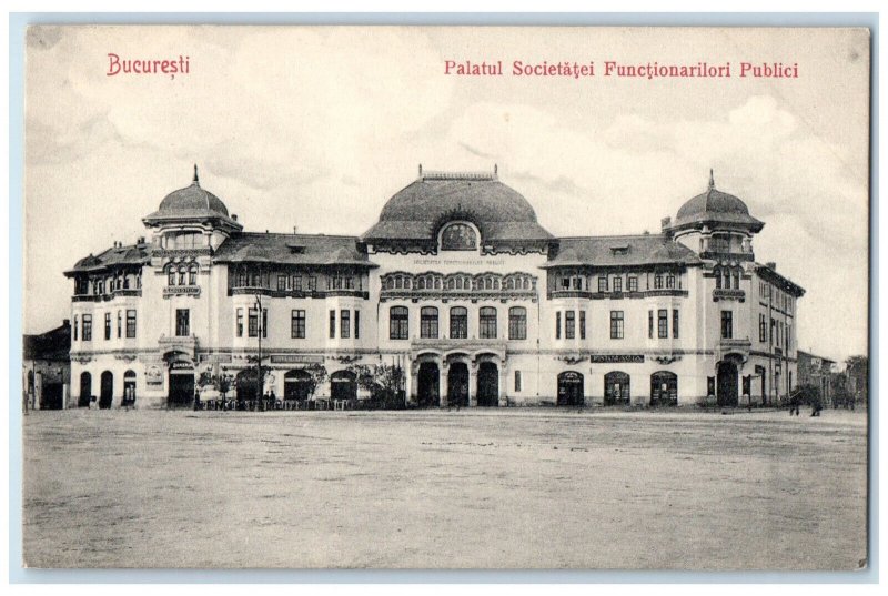 c1910 Palace of the Society of Public Servants Bucharest Romania Postcard