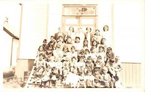 School Class Young Children With Teachers Real Photo Antique Postcard K93315