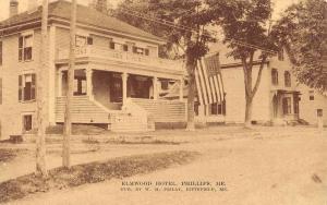 Phillips Maine Elmwood Hotel Street View Antique Postcard K94008