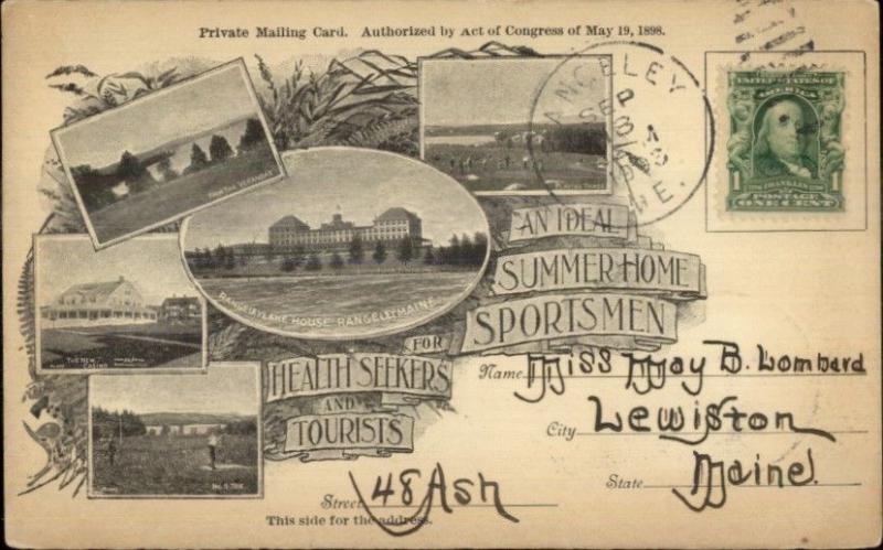 EARLY Rangeley ME Multi-View 1898 Private Mailing Card/Postcard