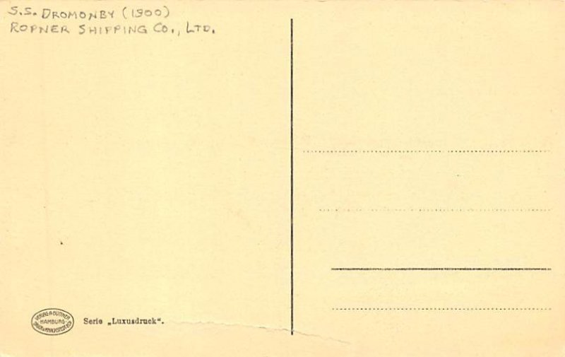 S.S. Dromonby 1900 S.S. Dromonby, Ropner Shipping Co. Ltd. View image 