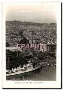 Postcard Modern Barcelona Puerta de Paz u Ramblas