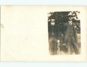 Pre-1920 rppc MEN POSING Postmarked Boston Massachusetts MA i8242