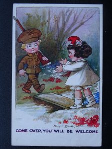 WW1 Alliance Series COME OVER YOU WILL BE WELCOME Fred Spurgin 1915 Postcard