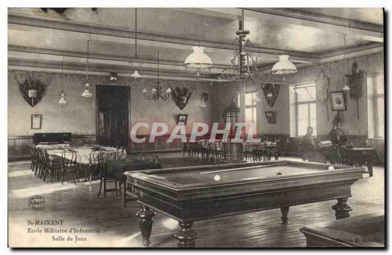 Postcard Old Billiard St Maixent Military School & # 39infanterie Playroom