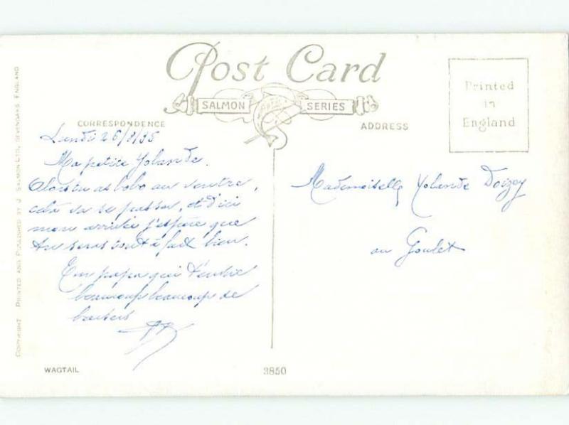 foreign Old Postcard signed BEAUTIFUL BLACK-AND-WHITE BIRD AC2414