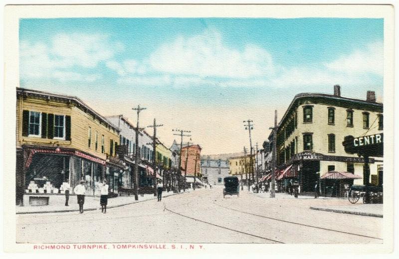 Tompkinsville Staten Island NYC Richmond Turnpike 1920s Postcard