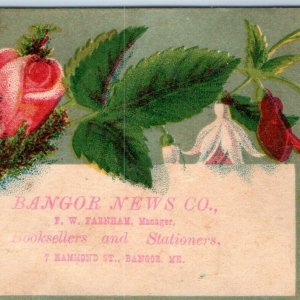 c1880s Bangor, Maine News Co. Trade Card Bookseller Stationer Farnham ME C11