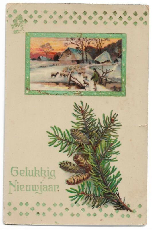 Happy New Year  Holland Vintage Postcard 01.13