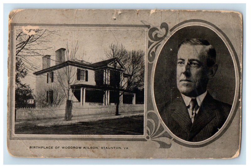 c1920s Birthplace of Woodrow Wilson, Staunton Virginia VA Postcard