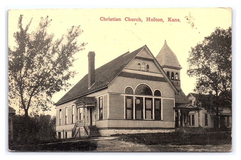 Christian Church Holton Kansas Postcard