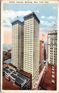 VINTAGE POSTCARD ADAMS EXPRESS BUILDING & STREET SCENE NEW YORK CITY 1927