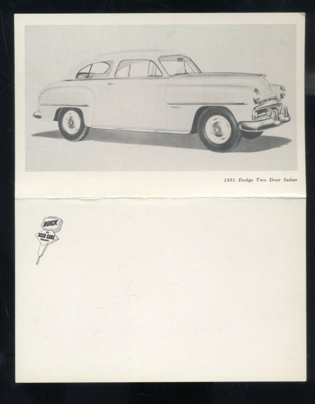 1951 DODGE TWO DOOR SEDAN VINTAGE CAR DEALER FOLDOUT ADVERTISING POSTCARD /51