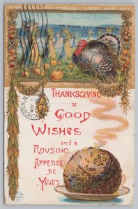 Winsch~Thanksgiving & Good Wishes~Turkey & Ham~Festive Scenery~c1908~PM 1908 PC