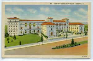 Hershey Community Club Hershey Pennsylvania 1945 linen postcard