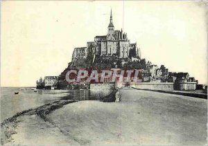 Modern Postcard Mont St Michel View from the breakwater by high tide