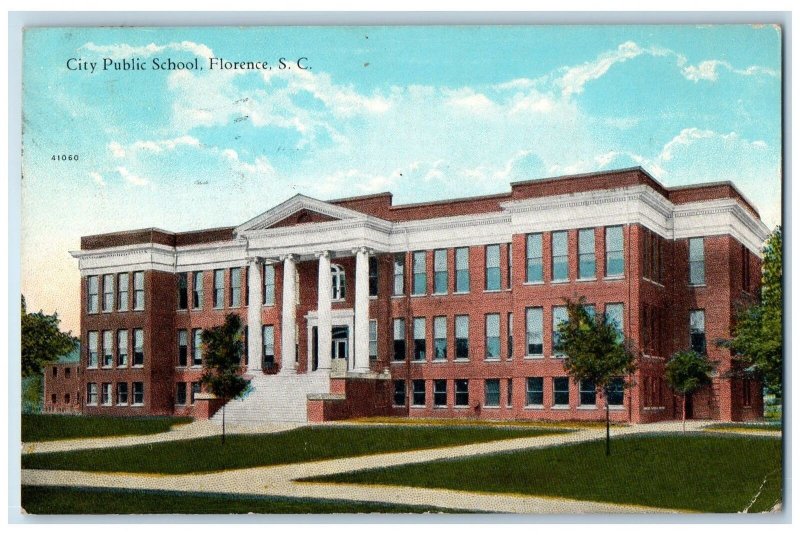 1930 City Public School Exterior View Florence South Carolina SC Posted Postcard 