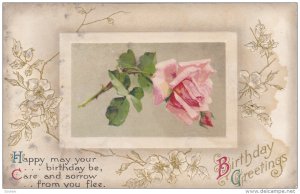 Birthday Greetings, Pink Rose, Poem,  PU-1910