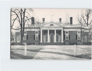 Postcard East Front Monticello Thomas Jefferson Home Charlottesville Virginia