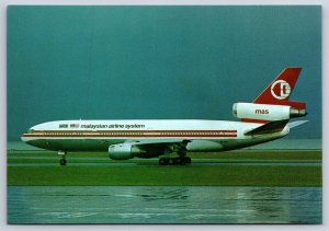 Airplane Postcard Malaysian Airlines System MAS Airways Douglas DC-10-30 FQ7