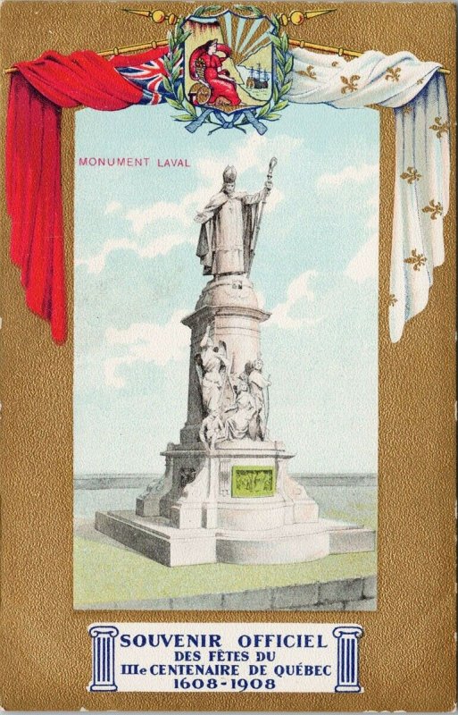 Monument Laval Souvenir Quebec QC Ter-Centenary Patriotic Postcard G27