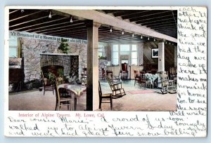 Mount Lowe California Postcard Interior Alpine Tavern Rocking Chairs 1906 Posted