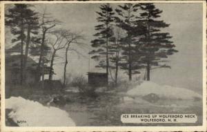 Wolfeboro NH Ice Breaking Up Wolfeboro Neck Postcard