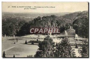 Old Postcard Panorama Parc Saint Cloud to Fer a Cheval taken Trocadero