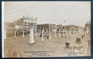 Mint USA Real Picture Postcard RPPC Civil War GAR State Encampment Lima OH 1908