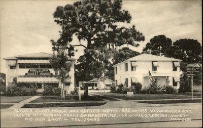 Sarasota FL Glyde's Guest House & Glyde's Motel Postcard