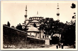 First Fatih Castle People Walking on Roadway Real Photo RPPC Postcard