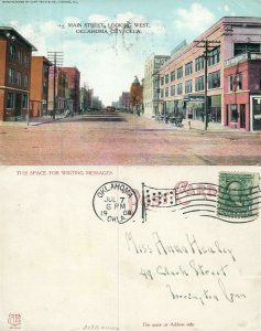 OKLAHOMA CITY OK MAIN STREET 1908 ANTIQUE POSTCARD
