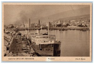 c1920's Port Steamboat Landing Santa Cruz De Tenerife Spain Unposted Postcard