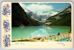 View From Chateau Lake Louise, Banff National Park Alberta, 1953 Chrome Postcard