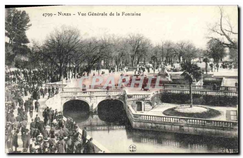 Postcard Old Nimes general view of the Fountain