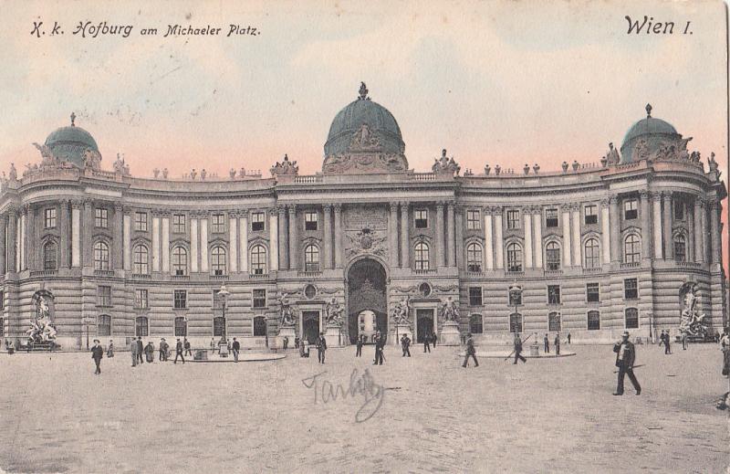 AUSTRIA WIEN HOFBURG AM MICHAELER PLATZ ANIMATED SQUARE MARCKET 1906