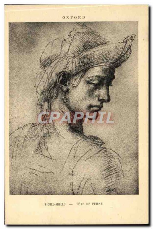 Old Postcard Oxford Michelangelo Tete De Femme