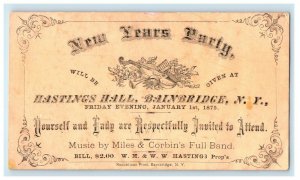 1875 New Year's Party Invitation Hastings Hall Bainbridge New York NY Postcard 