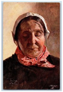 F SKarbina Artist Signed Postcard Old Woman Oilette Tuck's c1910's Antique