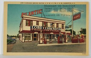 SC Summerton LORD CLARENDON Restaurant & Gas Prices SERVICE STATION Postcard S2