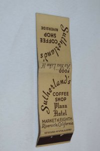 Sutherland's Coffee Shop Riverside California 20 Strike Matchbook Cover