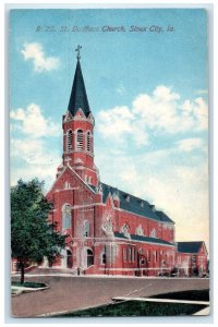 1914 St. Bonifacio Church Street View Sioux City Iowa IA Posted Antique Postcard