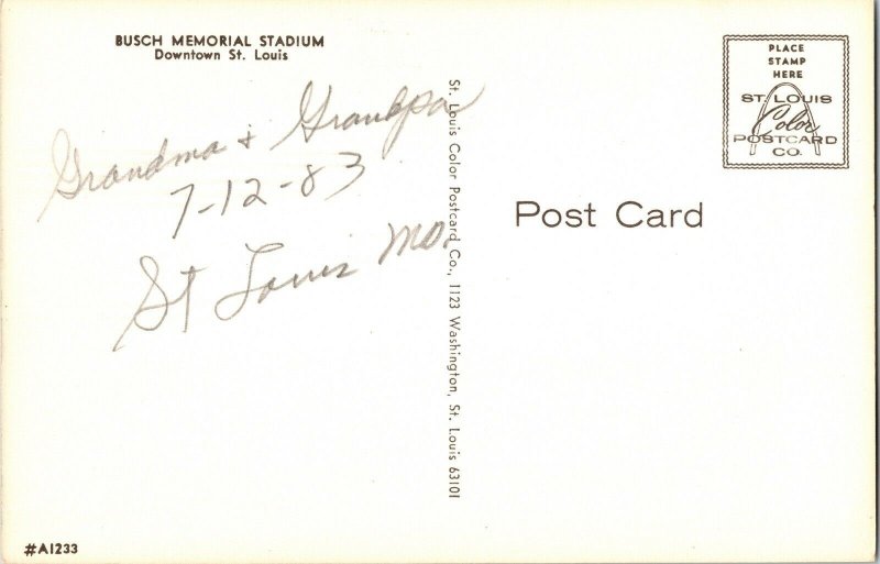 Busch Memorial Stadium Downtown St. Louis 63101 Postcard Mo Panoramic