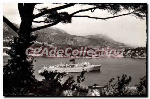 Postcard Villefranche sur mer Old Ship at anchor in the bay of Villefranche