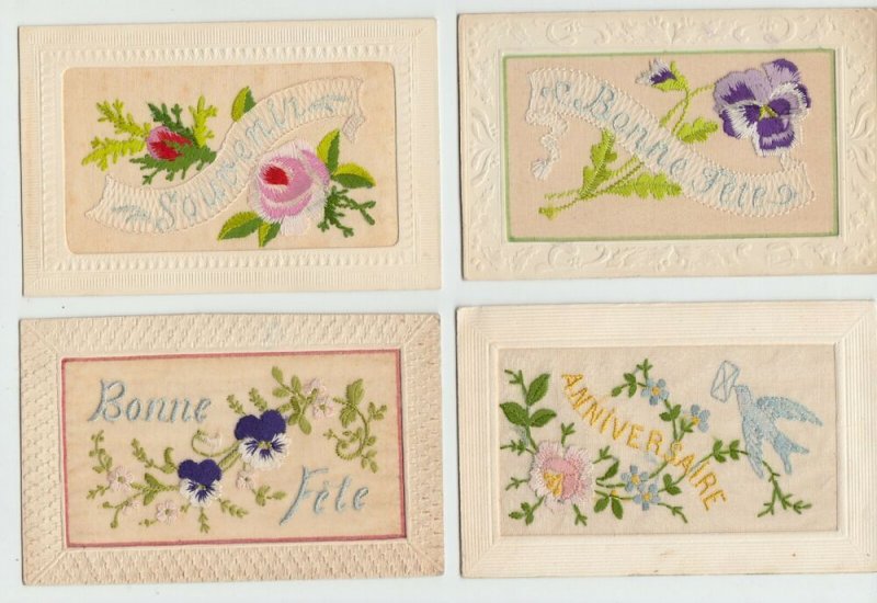 EMBROIDERED SILK COLLECTION 482 Vintage Postcards with BETTER Pre-1940 (L3134)