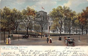 Columbus Ohio 1905 Postcard State Capitol Horse and Carriage