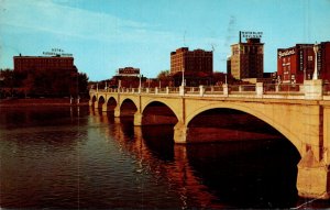 Iowa Waterloo Skyline Looking West Across Cedar River 1966