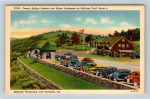 Wyalusing PA, French Azilum Lookout, Sullivan Trail Linen Pennsylvania Postcard 